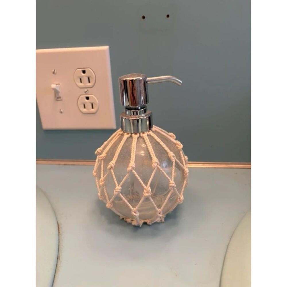 Glass Soap Dispenser with Rope Netting